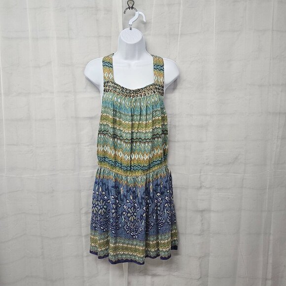 NWT Angie Blue Sleeveless Mini Dress Boho Studded Beach Festival L - Picture 12 of 12